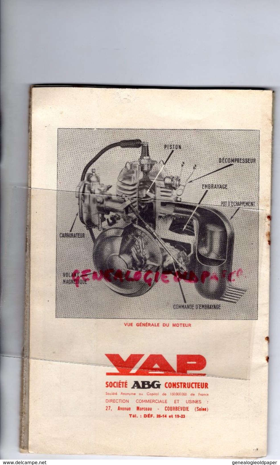 CATALOGUE AUTOMOBILE LE MOTEUR VAP- STE ABG CONSTRUCTEUR 27 AV. MARCEAU COURBEVOIE- - Automobil