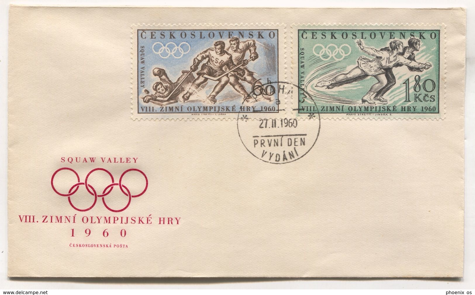 WINTER OLYMPICS / OLYMPIAD, SQUAW VALLEY 1960. CALIFORNIA USA, FDC COVER CZECHOSLOVAK - Hiver 1960: Squaw Valley