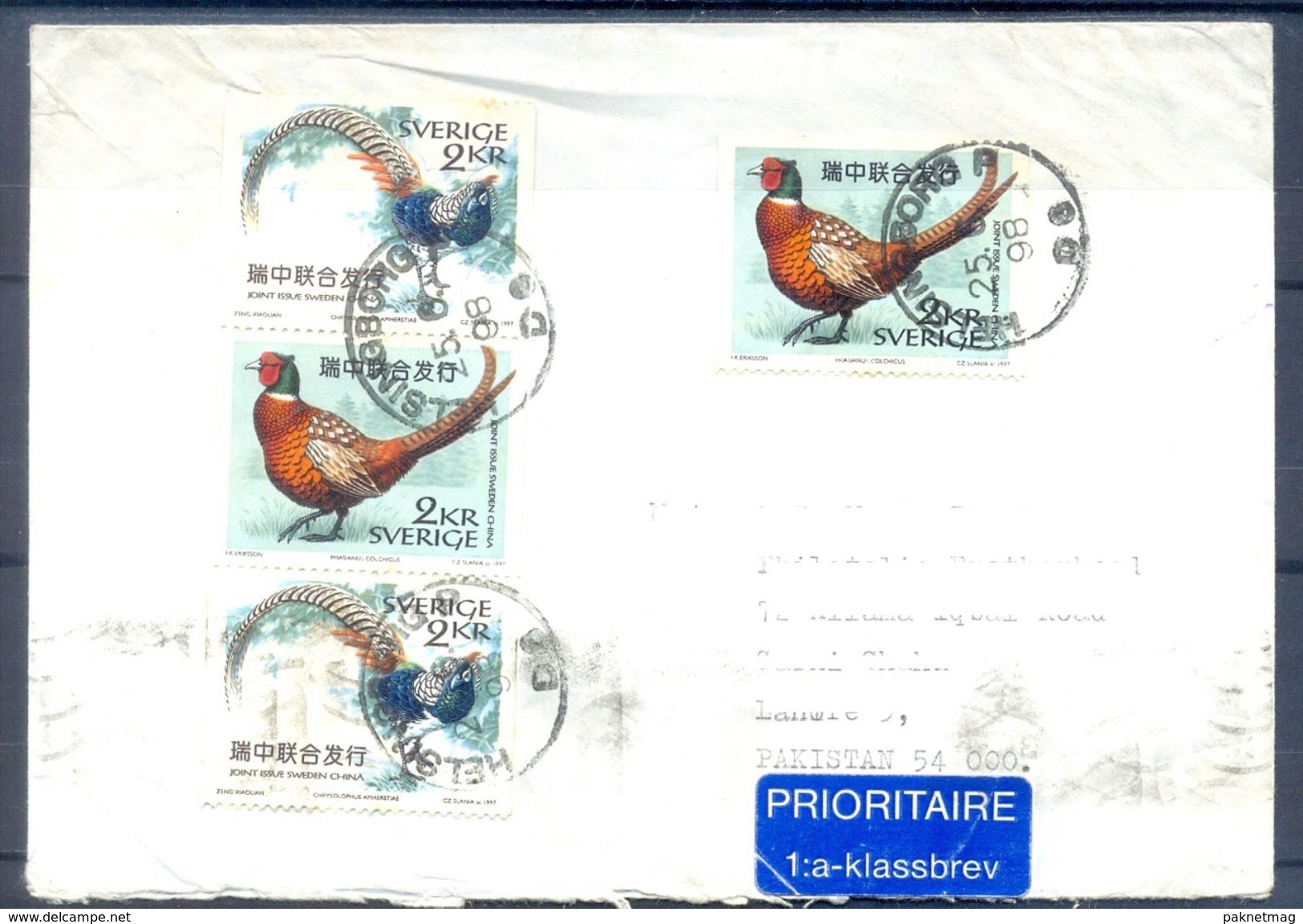 D388- Postal Used Cover Post From Sweden To Pakistan. Joint Issue. Birds. - Other & Unclassified