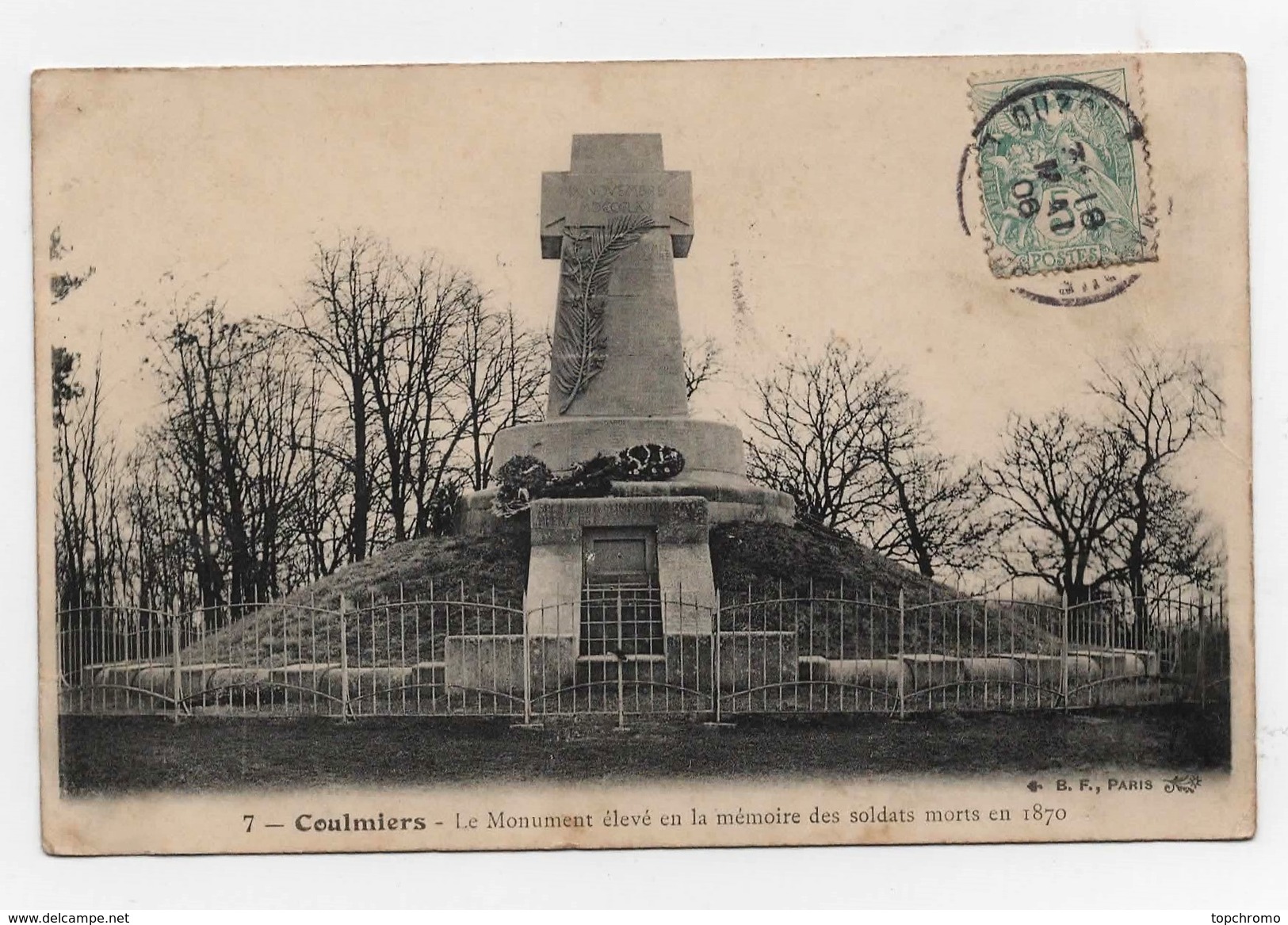 Carte Postale Coulmiers Le Monument élevé En La Mémoire Des Soldats Morts En 1870 CPA 1908 - Coulmiers