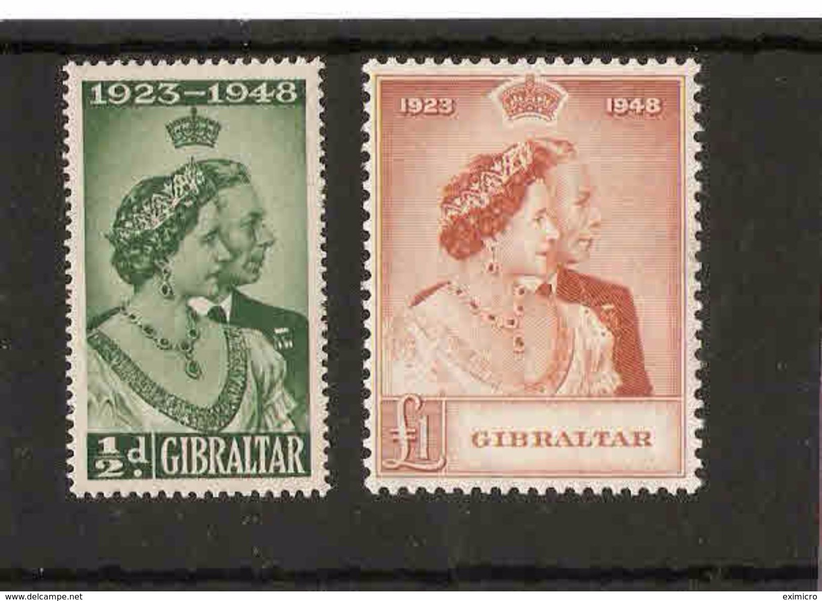 GIBRALTAR 1948 SILVER WEDDING SET UNMOUNTED MINT/MINT NEVER HINGED Cat £61.50 - Gibraltar