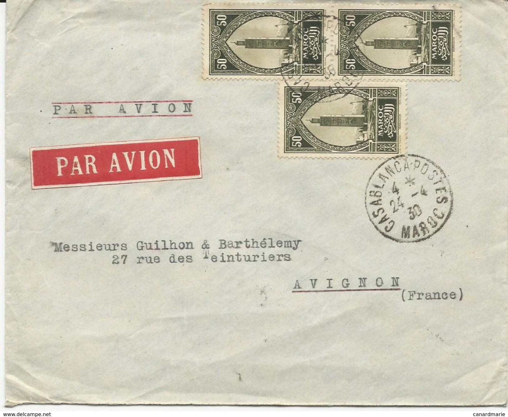 LETTRE PAR AVION 1930 AVEC 3 TIMBRES - Cartas & Documentos