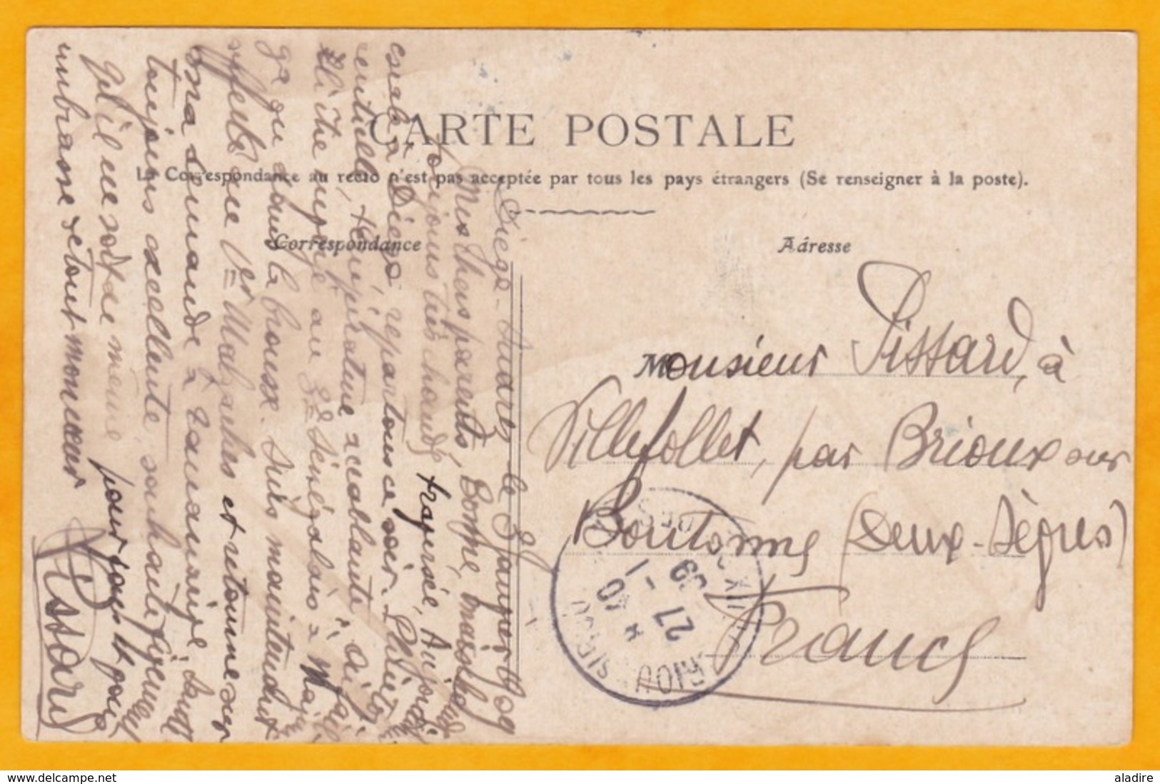 1909 - CP De Diego Suarez, Madagascar Vers Boutoms, Deux Sèvres, T. Seul 10c, Vue: Ville Basse Et Rade - Lettres & Documents