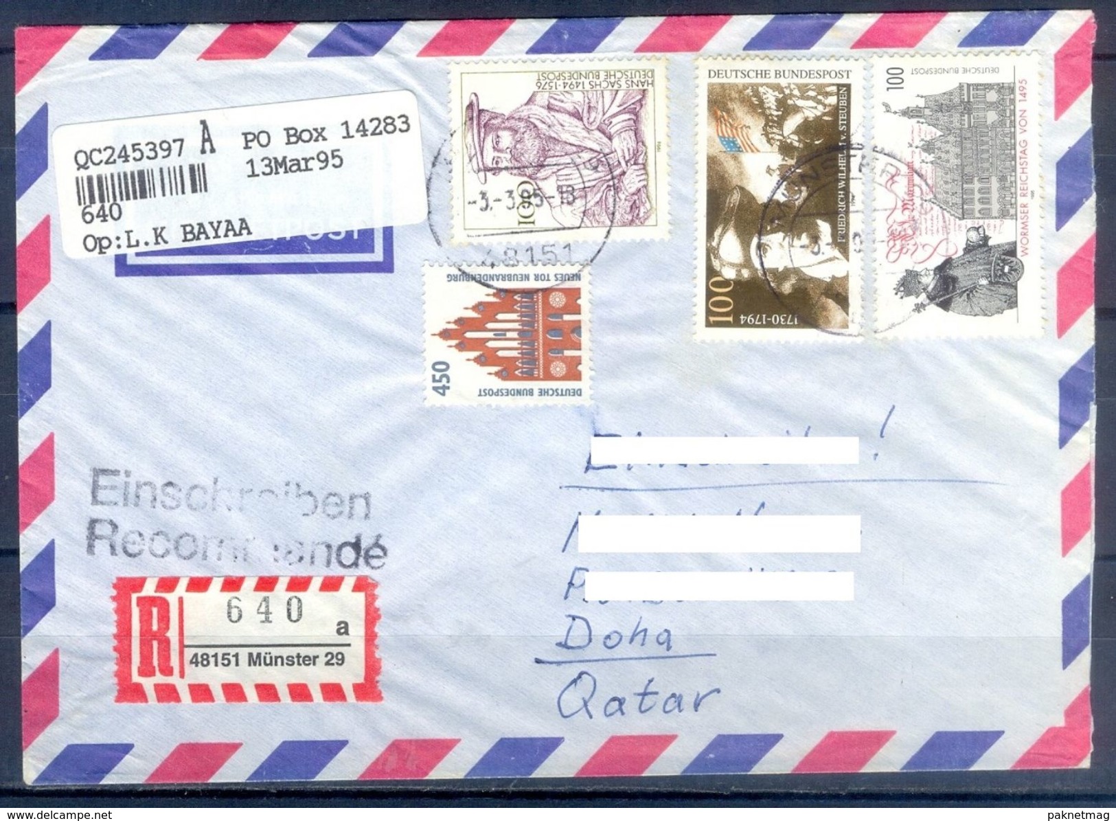 D401- Postal Used Cover Post From Germany To Pakistan. - Other & Unclassified