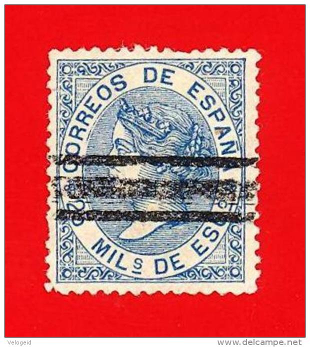 Espa&ntilde;a. Spain. 1868 (o) Edifil 97. Isabel II. 25 Milesimas. Azul - Usati