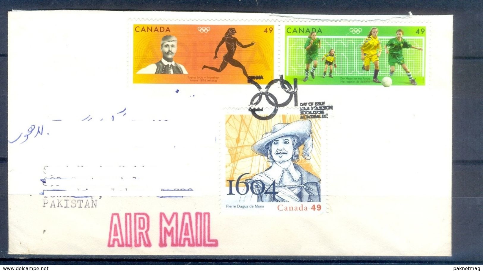 D434- Postal Used Cover Post From Canada To Pakistan. Joint Issue. Sports. - Other & Unclassified