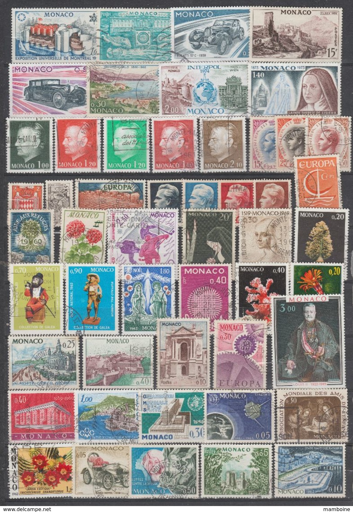 Monaco ~  1950 / 79  Lot De 50 Différents  Oblitérés - Oblitérés