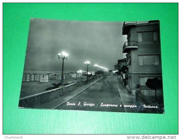 Cartolina Porto S. Giorgio - Lungomare E Spiaggia ( Notturno ) 1965 Ca - Ascoli Piceno