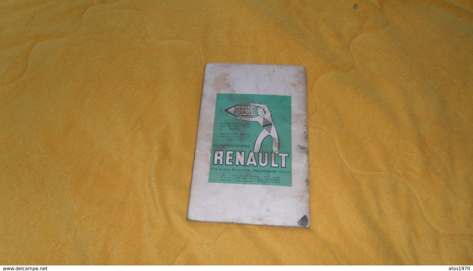 NOTICE D'ENTRETIEN RENAULT 4 CV. REGIE NATIONALE. ANNEE 1955. / AVEC TABLEAU DE GRAISSAGE. / 44 PAGES.