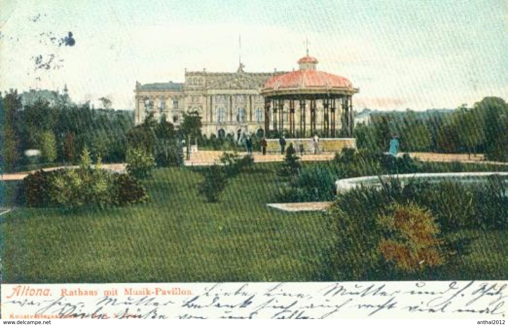Rarität Litho Hamburg Altona Rathaus Mit Musik Pavillon 25.6.1905 Nach Altona - Altona