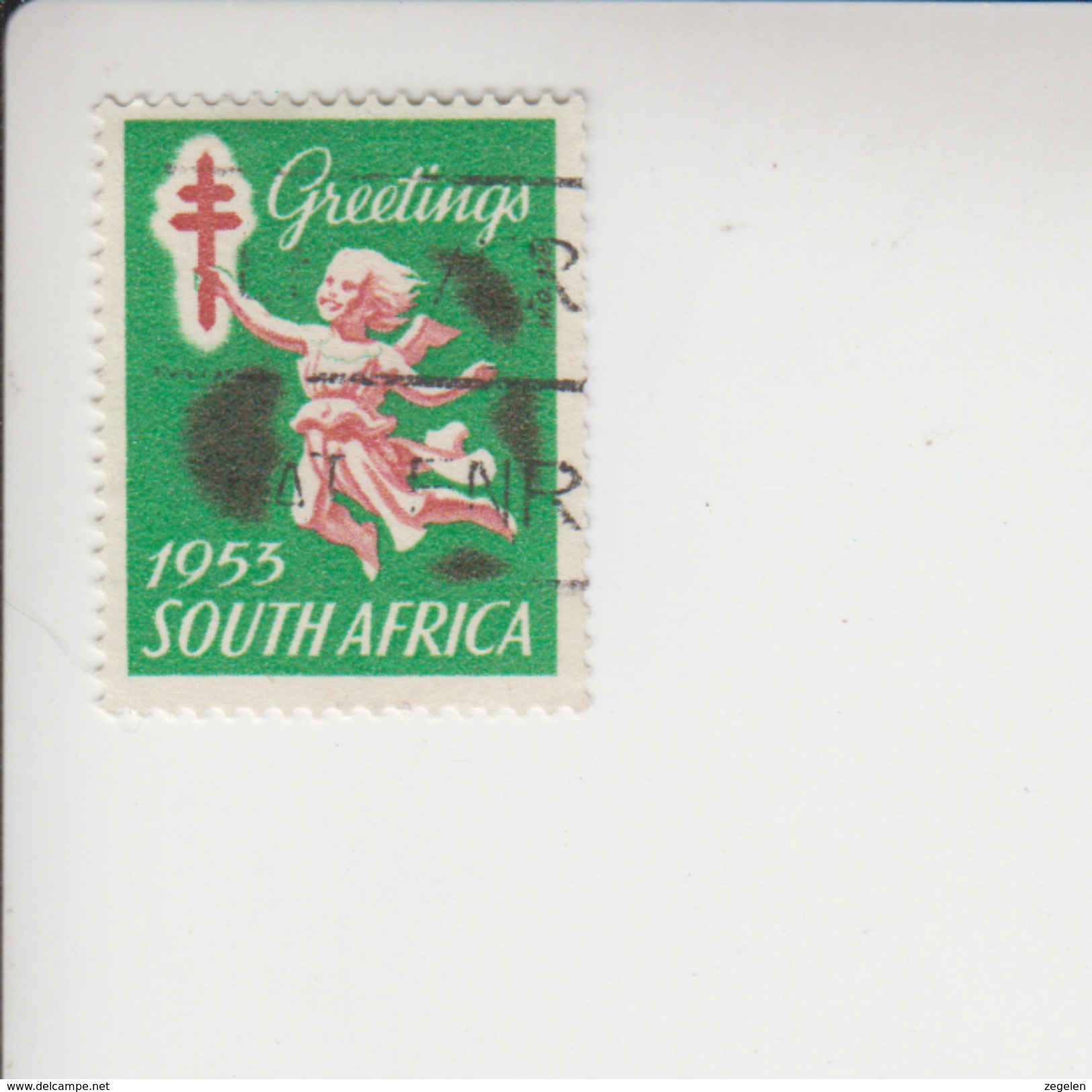 Zuid-Afrika Kerstvignetten Jaar 1953 Gestempeld Engels - Unclassified