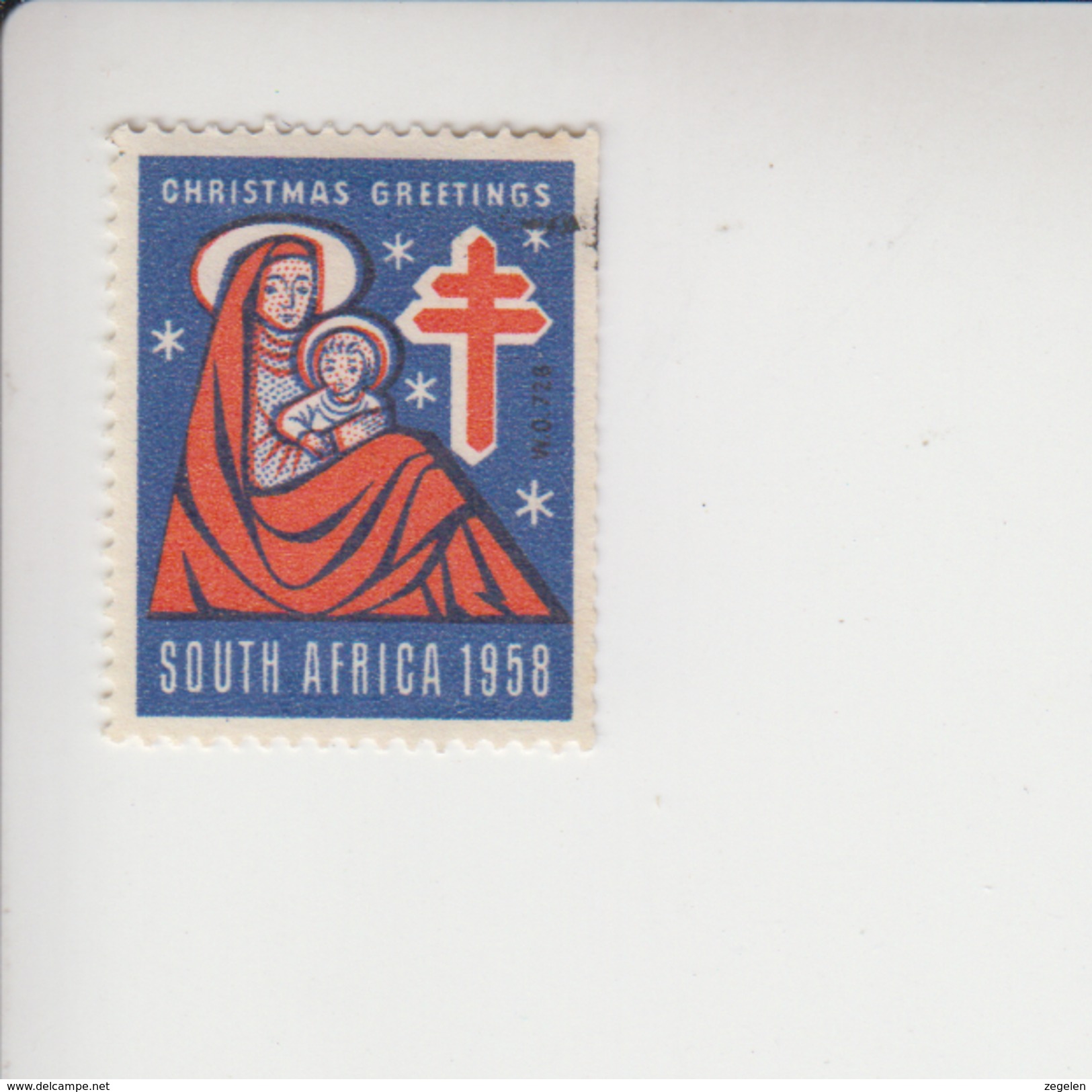 Zuid-Afrika Kerstvignetten Jaar 1958 Gestempeld Engels - Unclassified