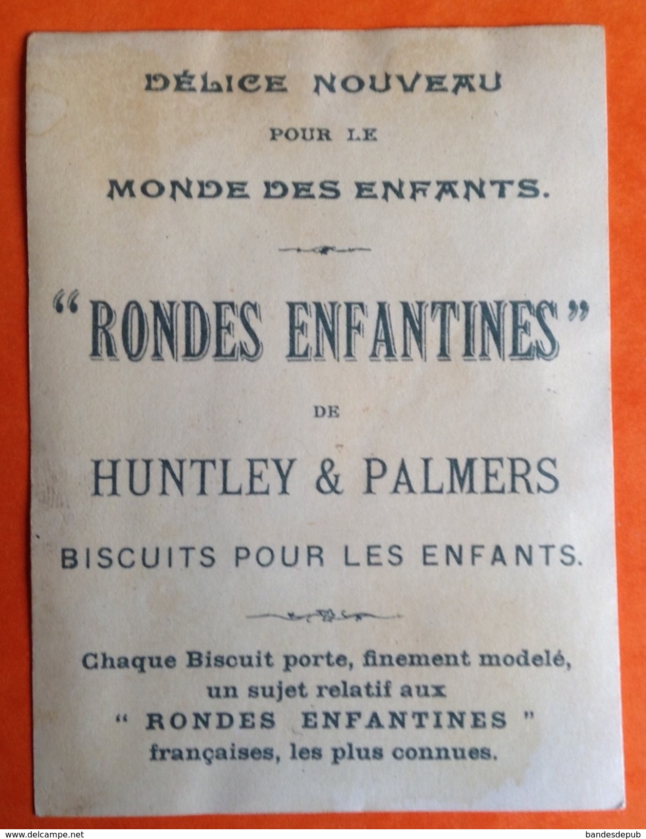 Huntley Palmers Jolie Chromo Rondes Enfantines Chansons Françaises Boulangère Trois écus Panier Pain - Autres & Non Classés