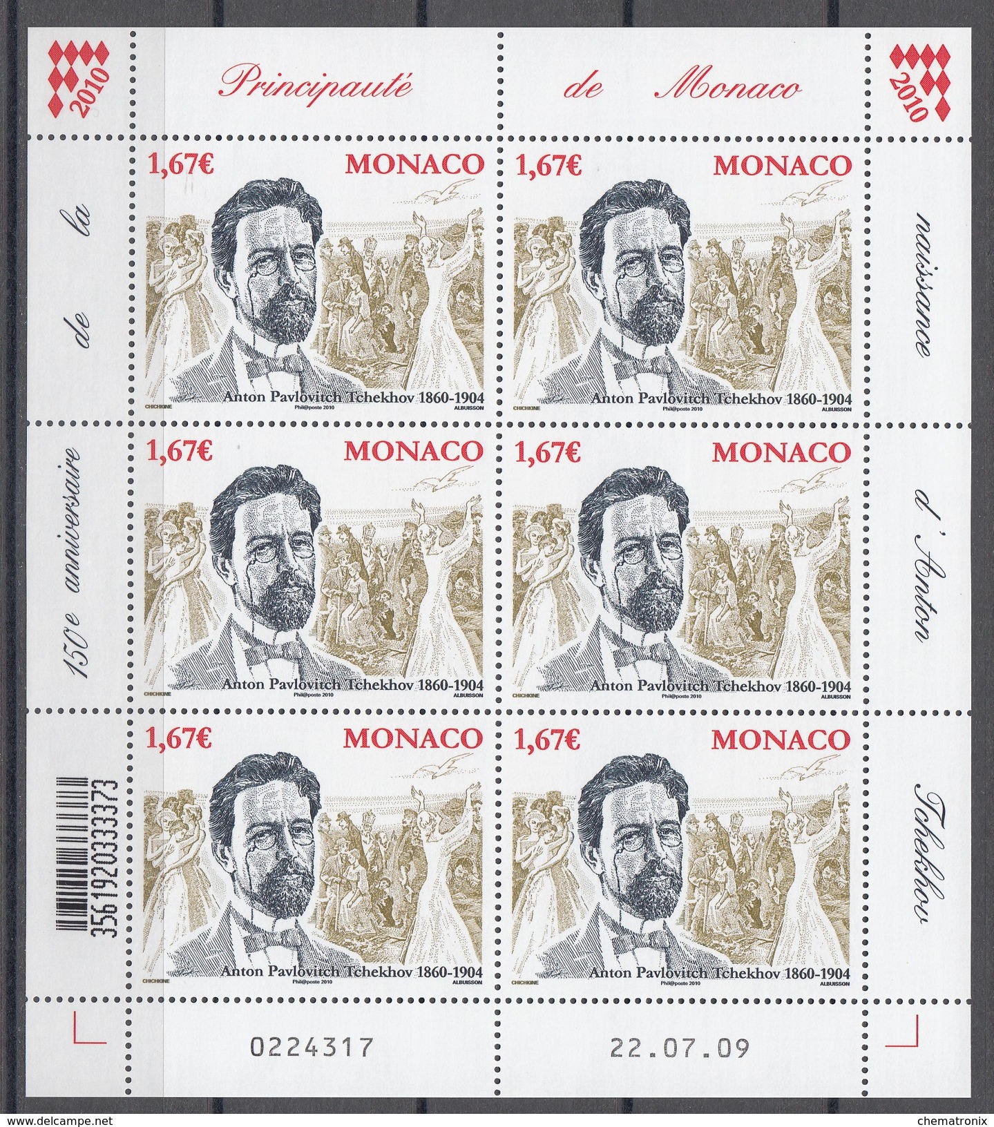 Monaco 2009 - Yvert 2715  - Pliego De 6 - MNH ** - Nuevos