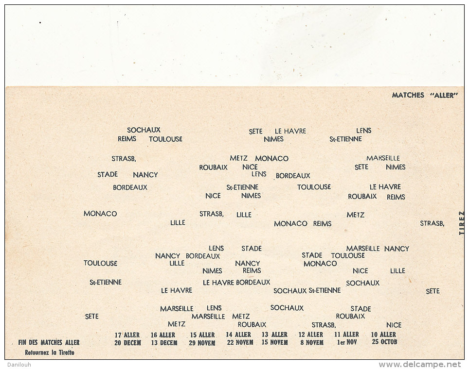 13 // MARSEILLE / PUBLICITE COCA COLA STE PROVENCALE DES BOISSONS GAZEUSE / CALENDRIER SAISON FOOT 1953/1954 / systeme