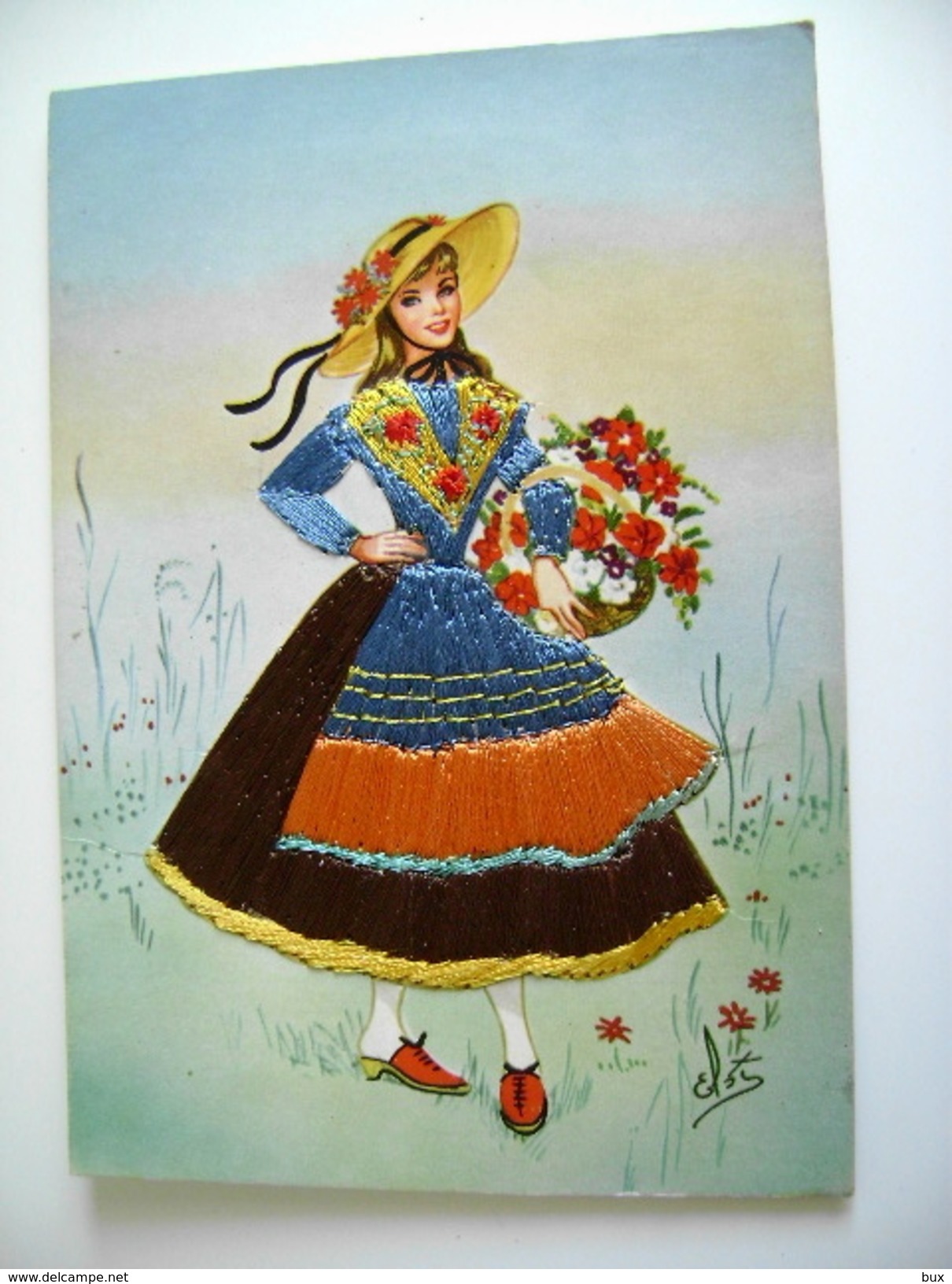 TOSCANA FOLKLORE CARTE POSTALE ILLUSTRATEUR BRODEE EMBROIDERY BORDADO BRODERIE COSTUME FEMME - Ricamate