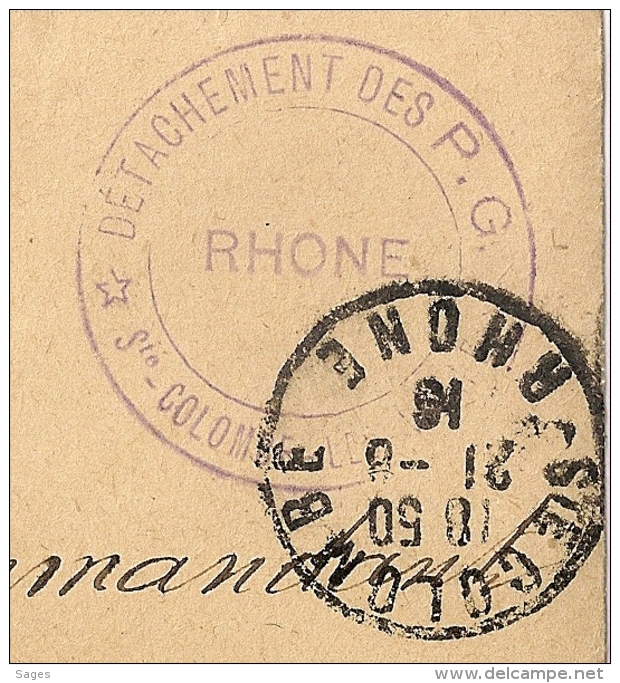 ST COLOMBE Rhone, DETACHEMENT Des Prisonniers De Guerre Pour Romans Drome. - 1877-1920: Periodo Semi Moderno