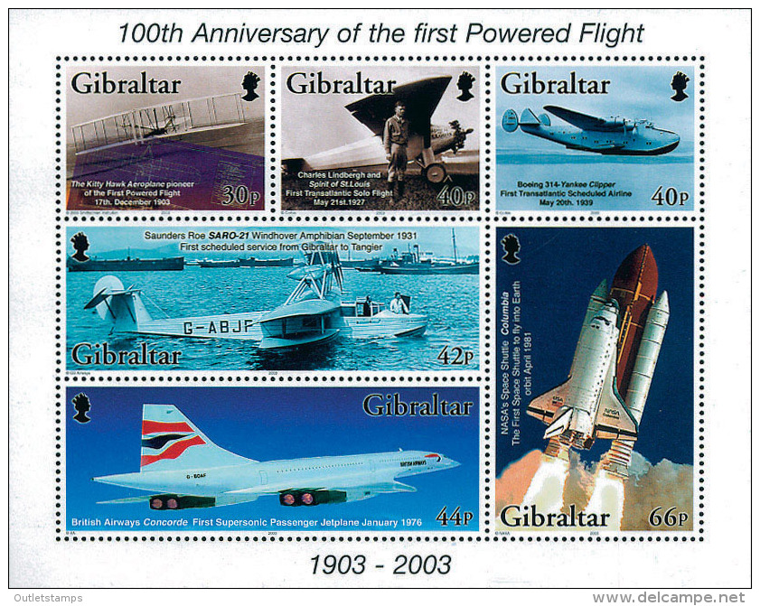 Ref. 120701 * NEW *  - GIBRALTAR . 2003. CENTENARY OF THE FIRST POWERED FLIGHT. CENTENARIO DEL PRIMER VUELO MOTORIZADO - Gibraltar