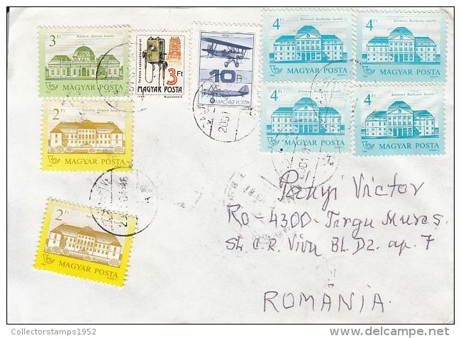 61855- PHONE, CASTLE, PLANE, STAMPS ON COVER, 2001, HUNGARY - Storia Postale