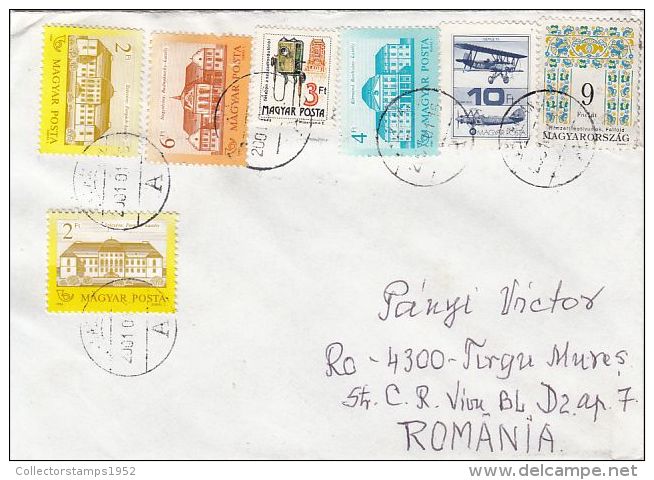 61856- MOTIFS, PHONE, CASTLE, PLANE, STAMPS ON COVER, 2001, HUNGARY - Covers & Documents