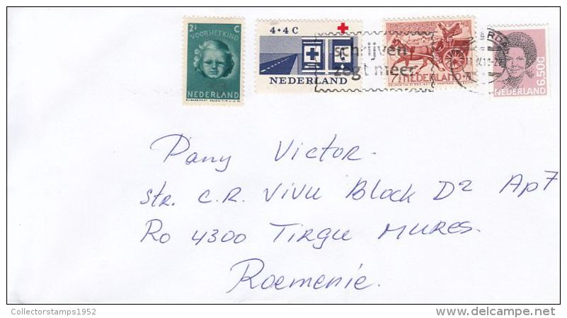 5400FM- CHIDRENS, RED CROSS, POST, QUEEN BEATRIX, STAMPS ON COVER, 2010, NETHERLANDS - Lettres & Documents