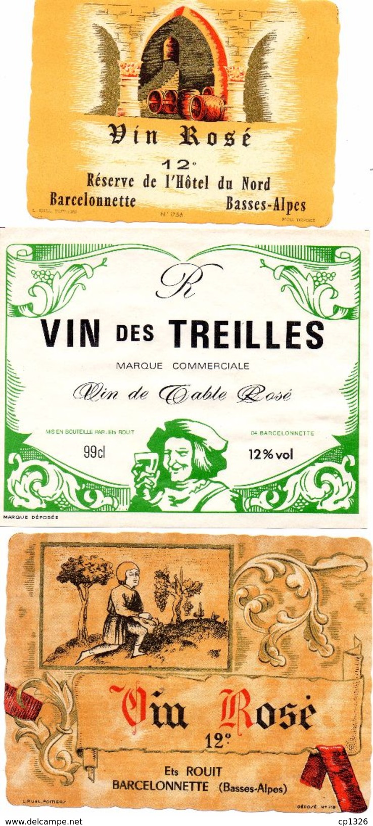 Lot De 6 étiquettes De Vin Etablissements Rouit Et Hotel Du Nord à Barcelonnette (04) - Collections, Lots & Séries