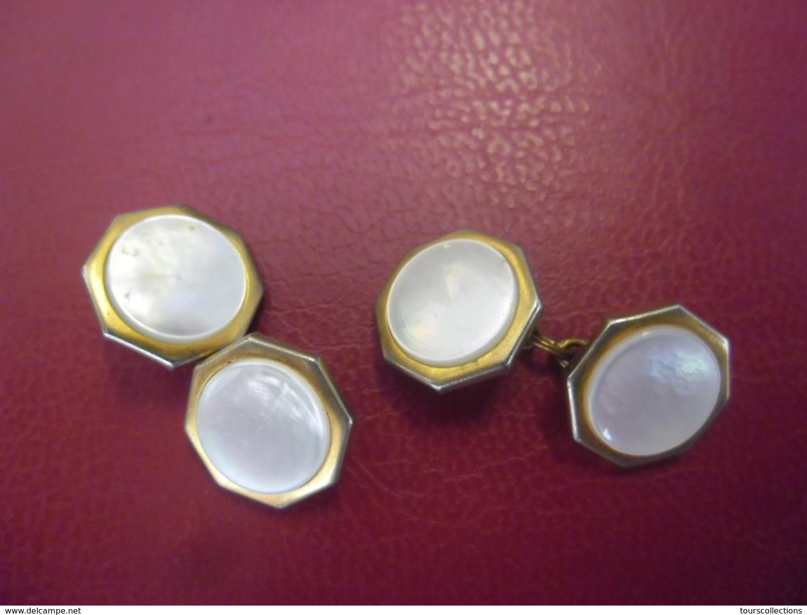 BOUTONS De MANCHETTE Nacre Années 30 - La Paire - Cuff Links & Studs