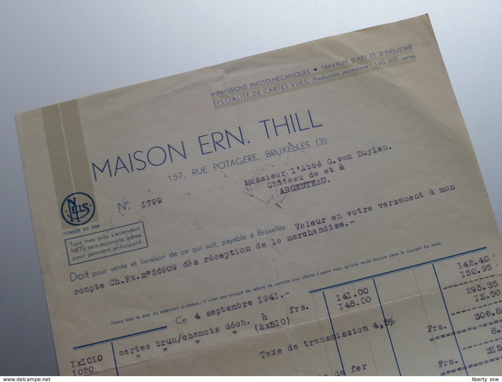 Maison ERN. THILL Spécialité De Cartes Vues / Postkaarten ( Nels ) > Abbé G. Van Zuylen Château ARGENTEAU - 1941 ! - Druck & Papierwaren