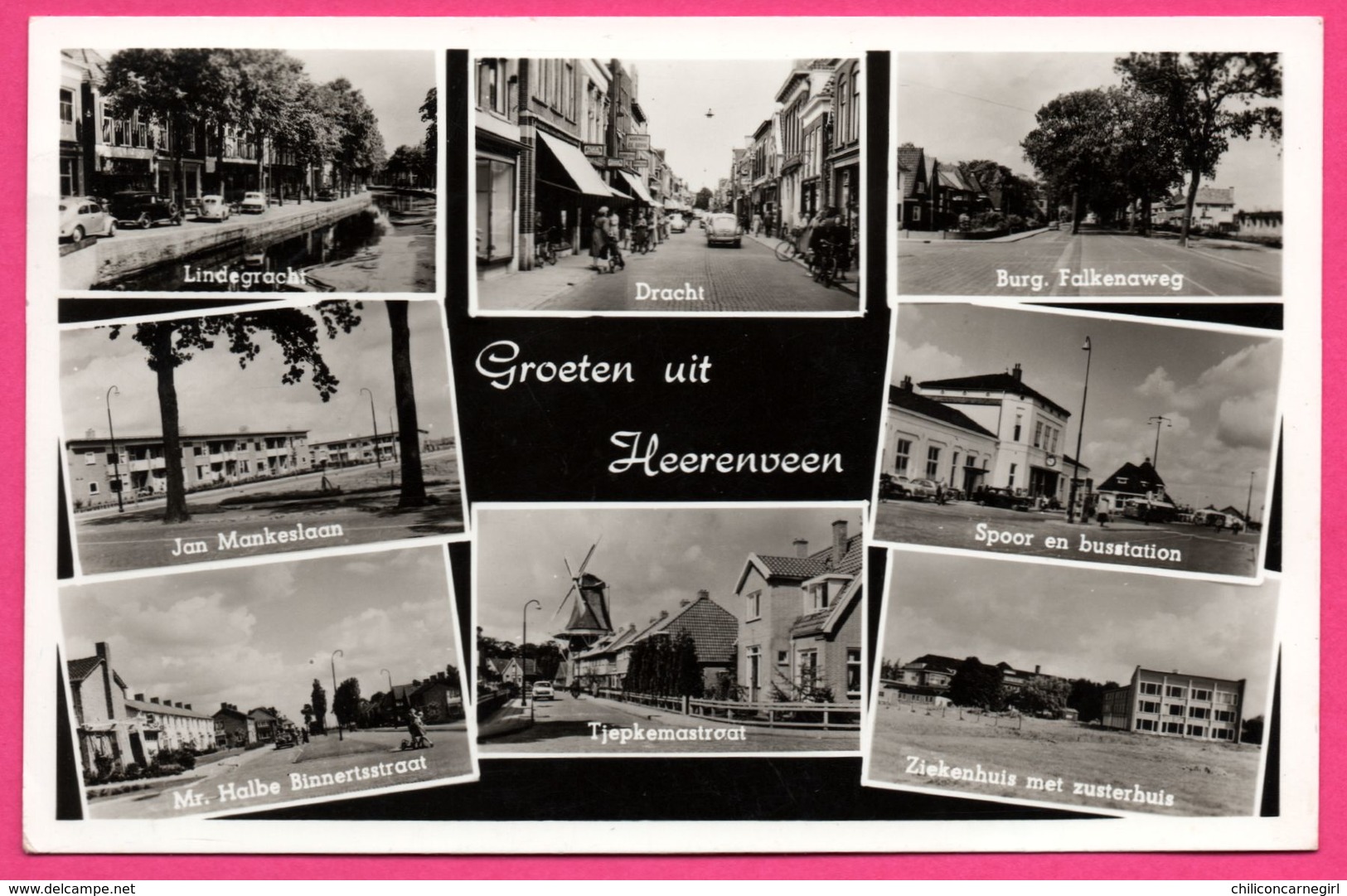 Groeten Uit Heerenveen - Multivues - Moulin - Dracht - Spoor En Busstation - Tjepkemastraat - VAN LER'S - 1959 - Heerenveen