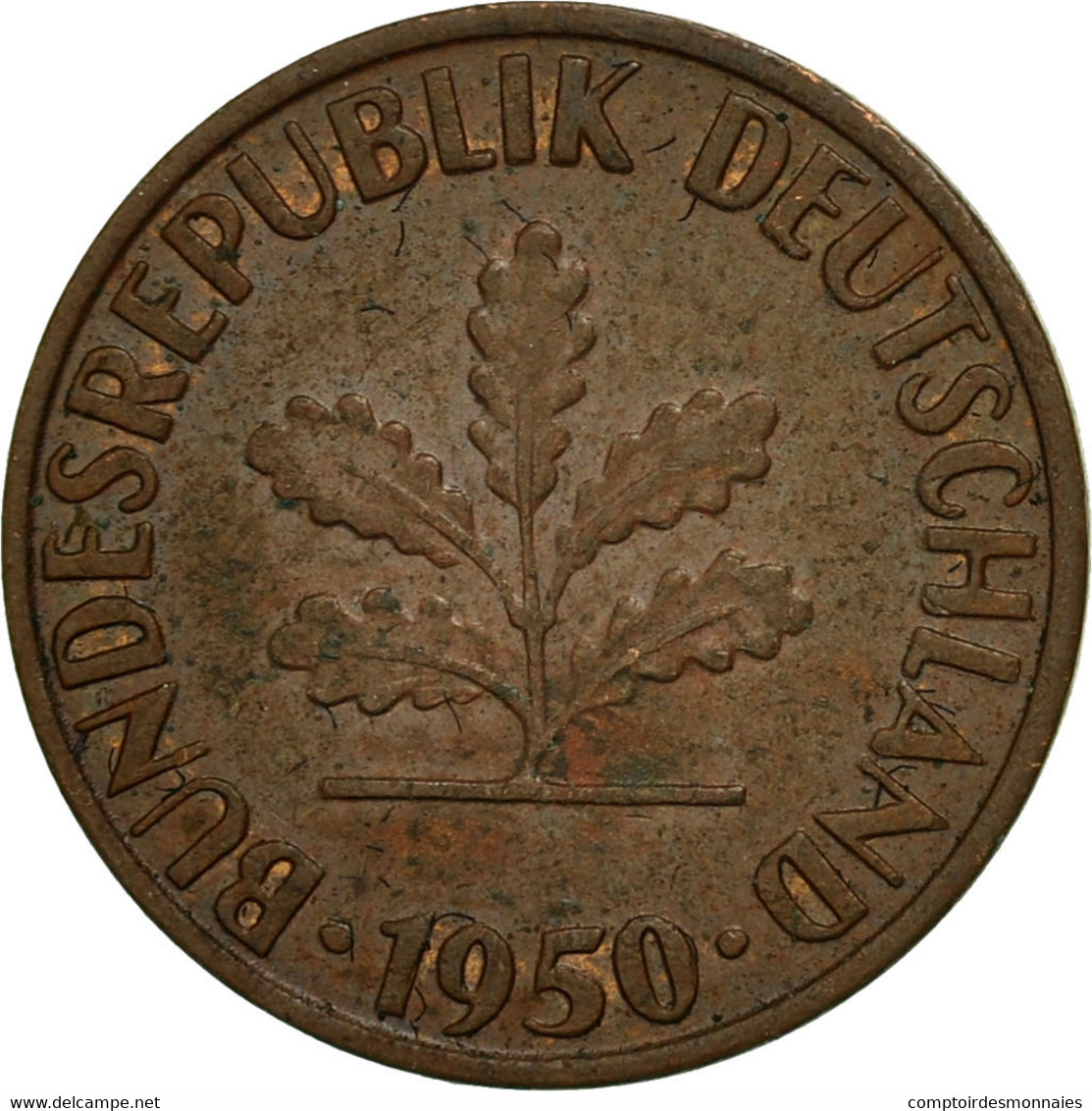 Monnaie, République Fédérale Allemande, Pfennig, 1950, Karlsruhe, SUP, Copper - 1 Pfennig