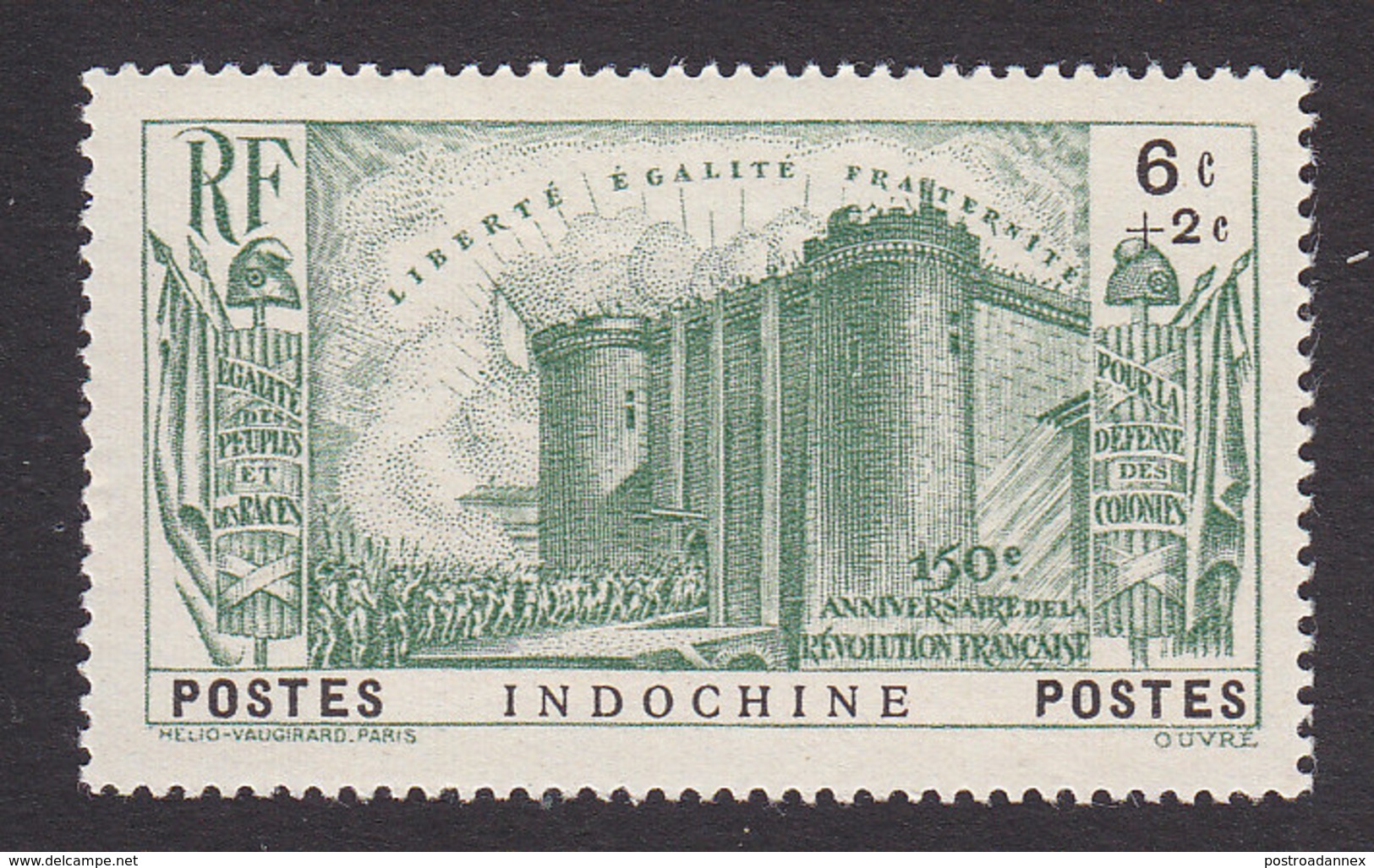 Indo-China, Scott #B15, Mint Hinged, Storming The Bastille, Issued 1939 - Ongebruikt