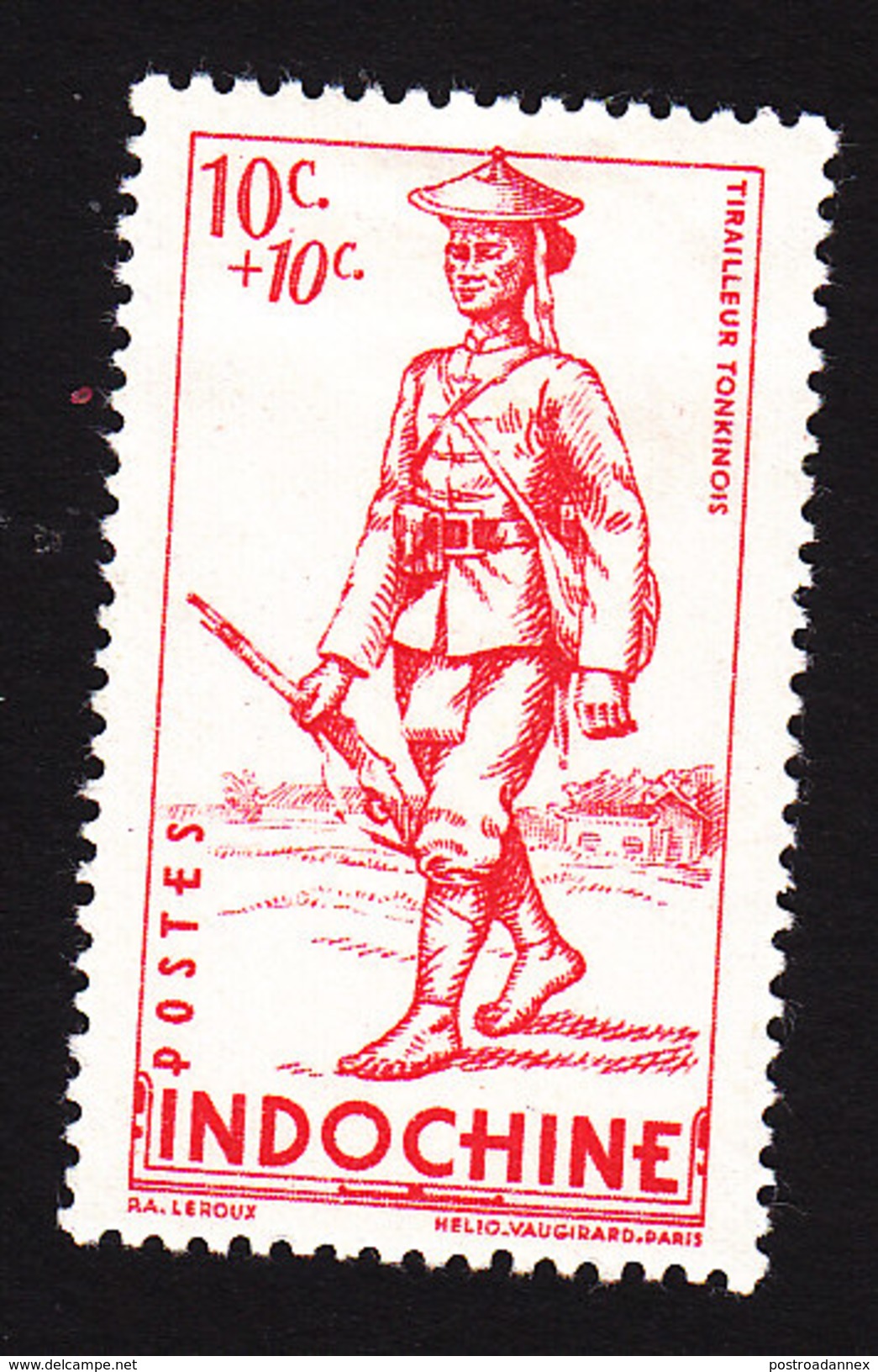 Indo-China, Scott #B19A, Mint Hinged, Soldier, Issued 1941 - Unused Stamps