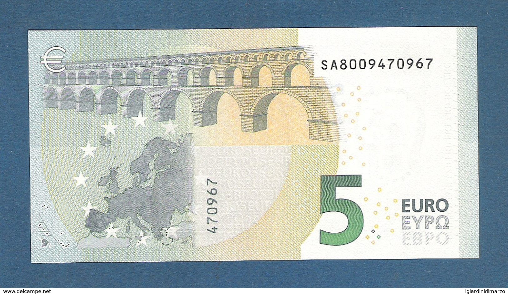 ITALIA -EURO - 2013 - BANCONOTA DA 5 EURO FIRMA DRAGHI  SERIE SA (S001H6) - NON CIRCOLATA (FDS-UNC) - OTTIME CONDIZIONI. - 5 Euro