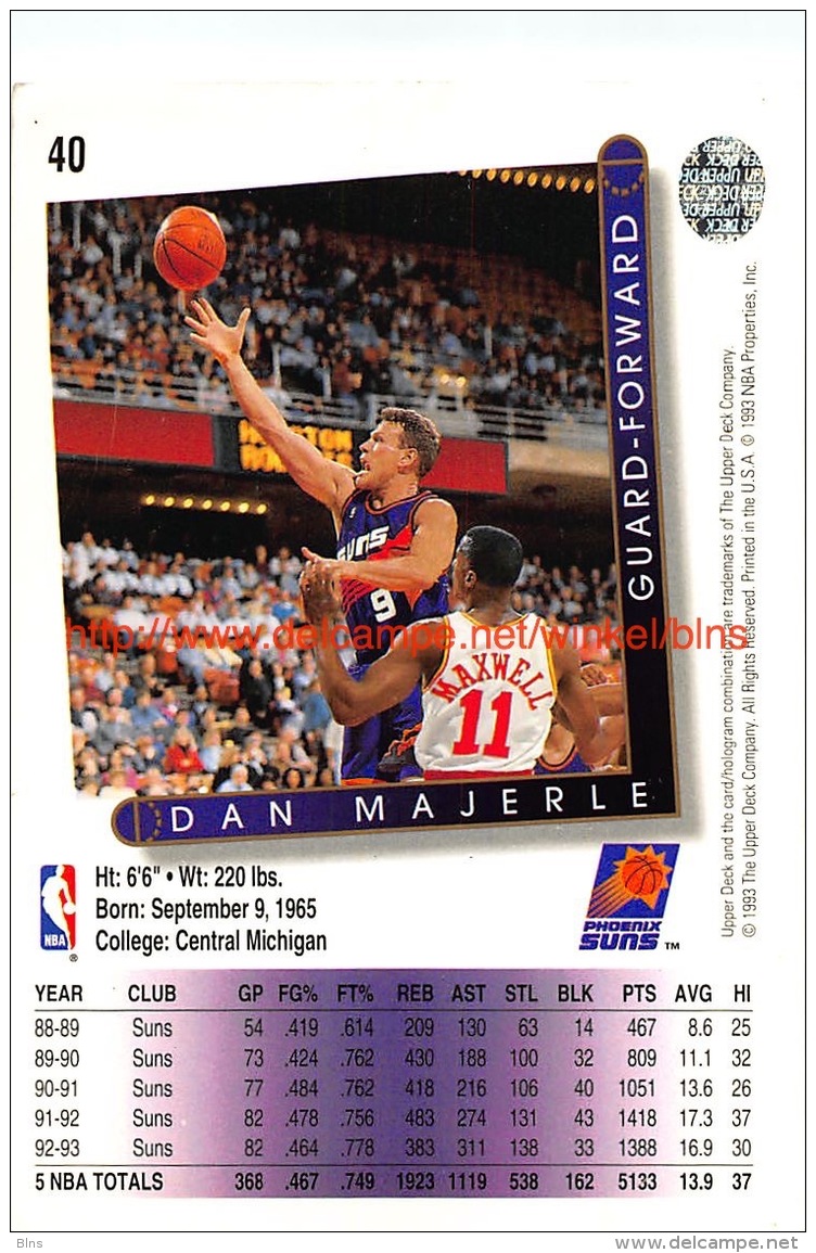 Upper Deck 93/94 Nr: &nbsp;40 Dan Majerle&nbsp; - 1990-1999