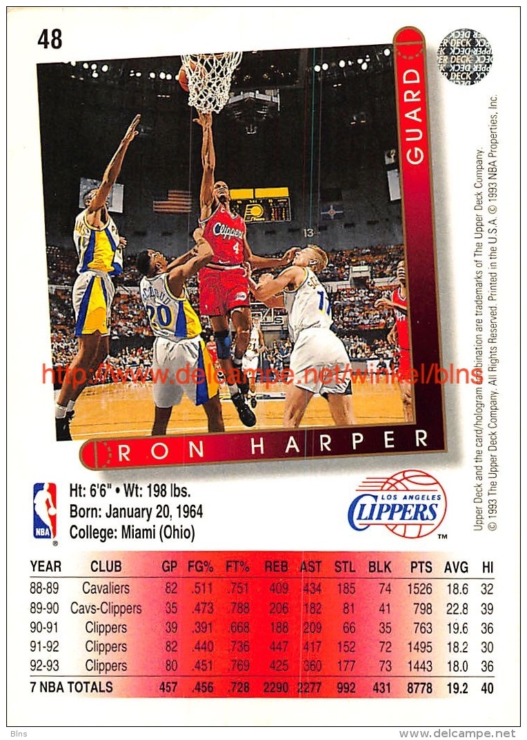 Upper Deck 93/94 Nr: &nbsp;48 Ron Harper&nbsp; - 1990-1999