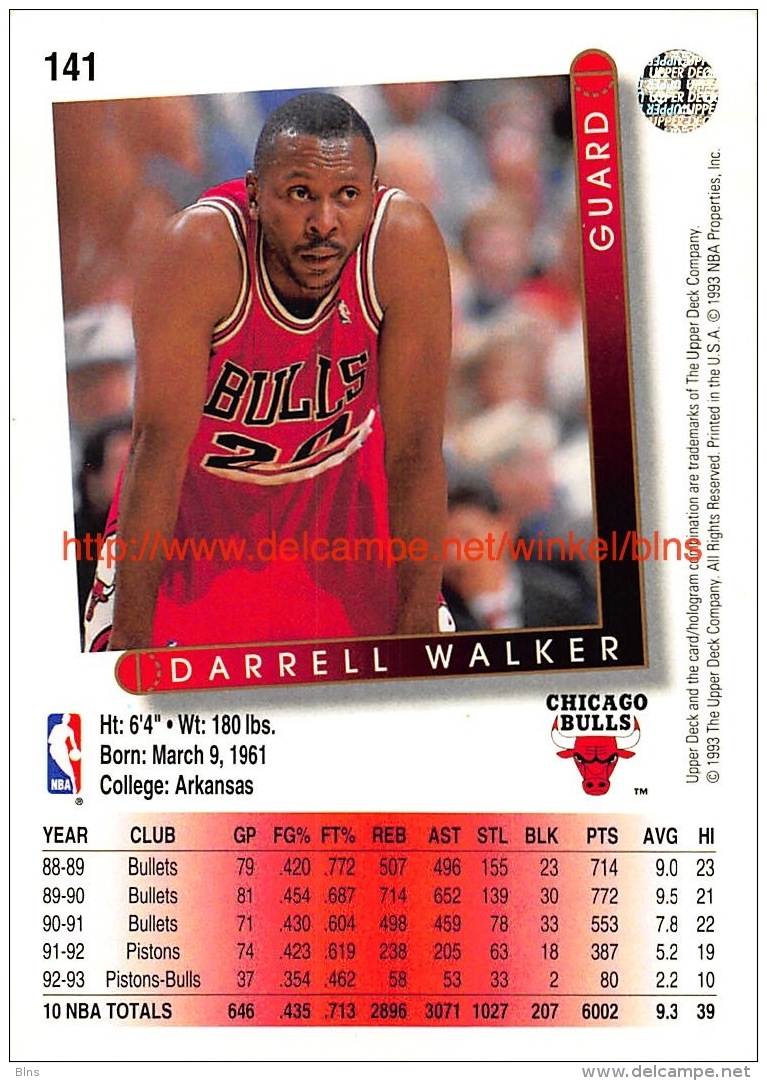 Upper Deck 93/94 Nr: &nbsp;141 Darrell Walker&nbsp; - 1990-1999