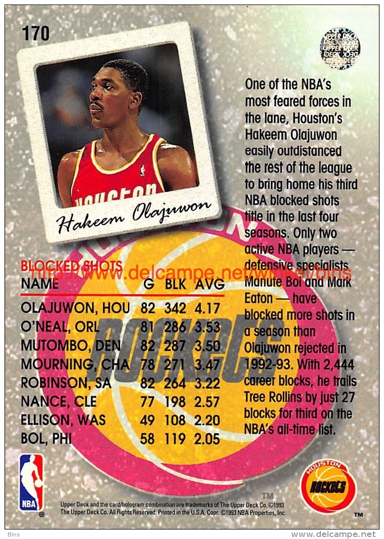 Upper Deck 93/94 Nr: &nbsp;170 Hakeem Olajuwon SL - 1990-1999