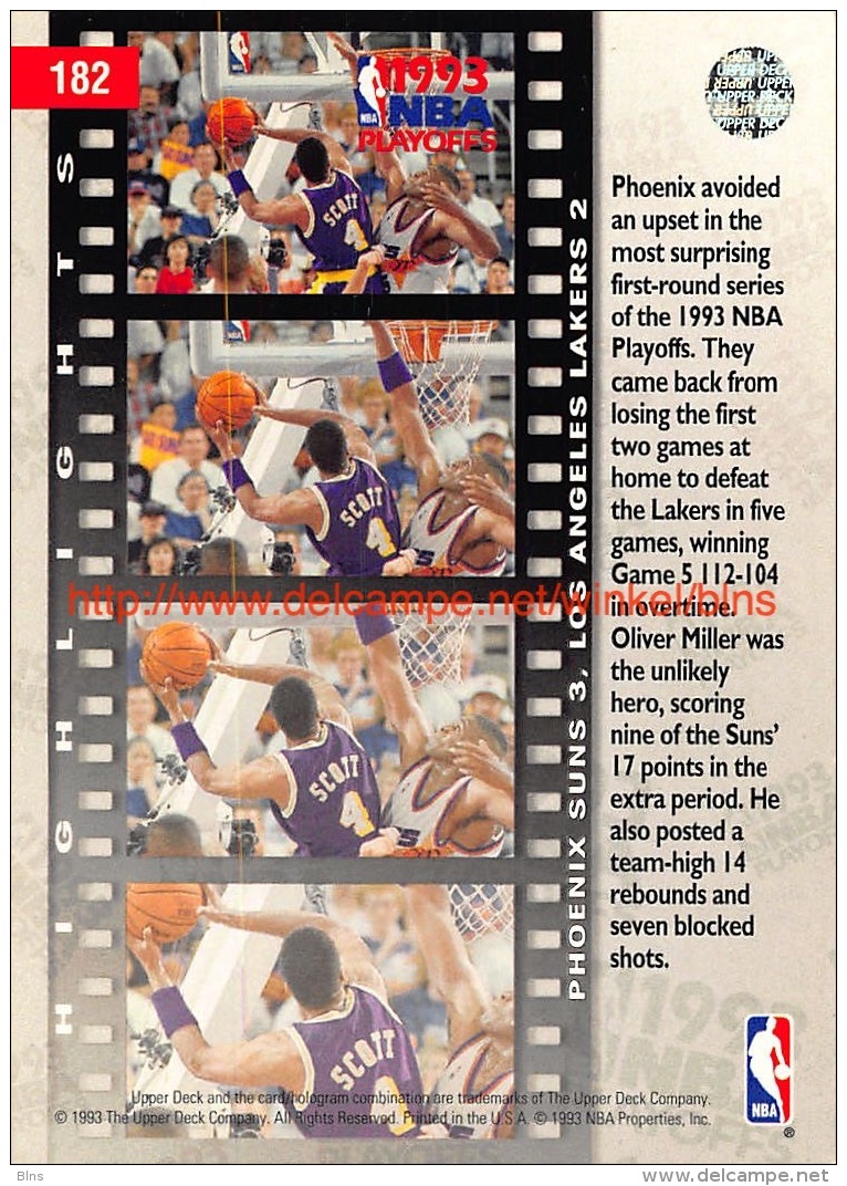 Upper Deck 93/94 Nr: &nbsp;182 First Round: Suns 3, PO - 1990-1999