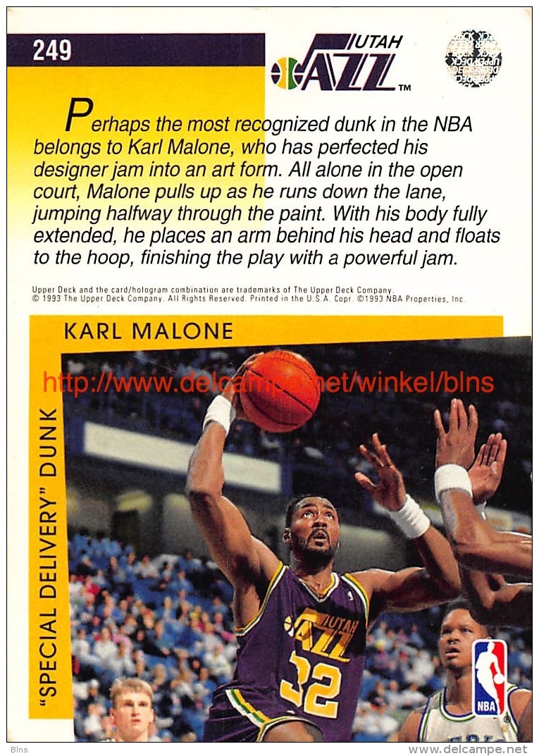 Upper Deck 93/94 Nr: &nbsp;249 Karl Malone SM - 1990-1999