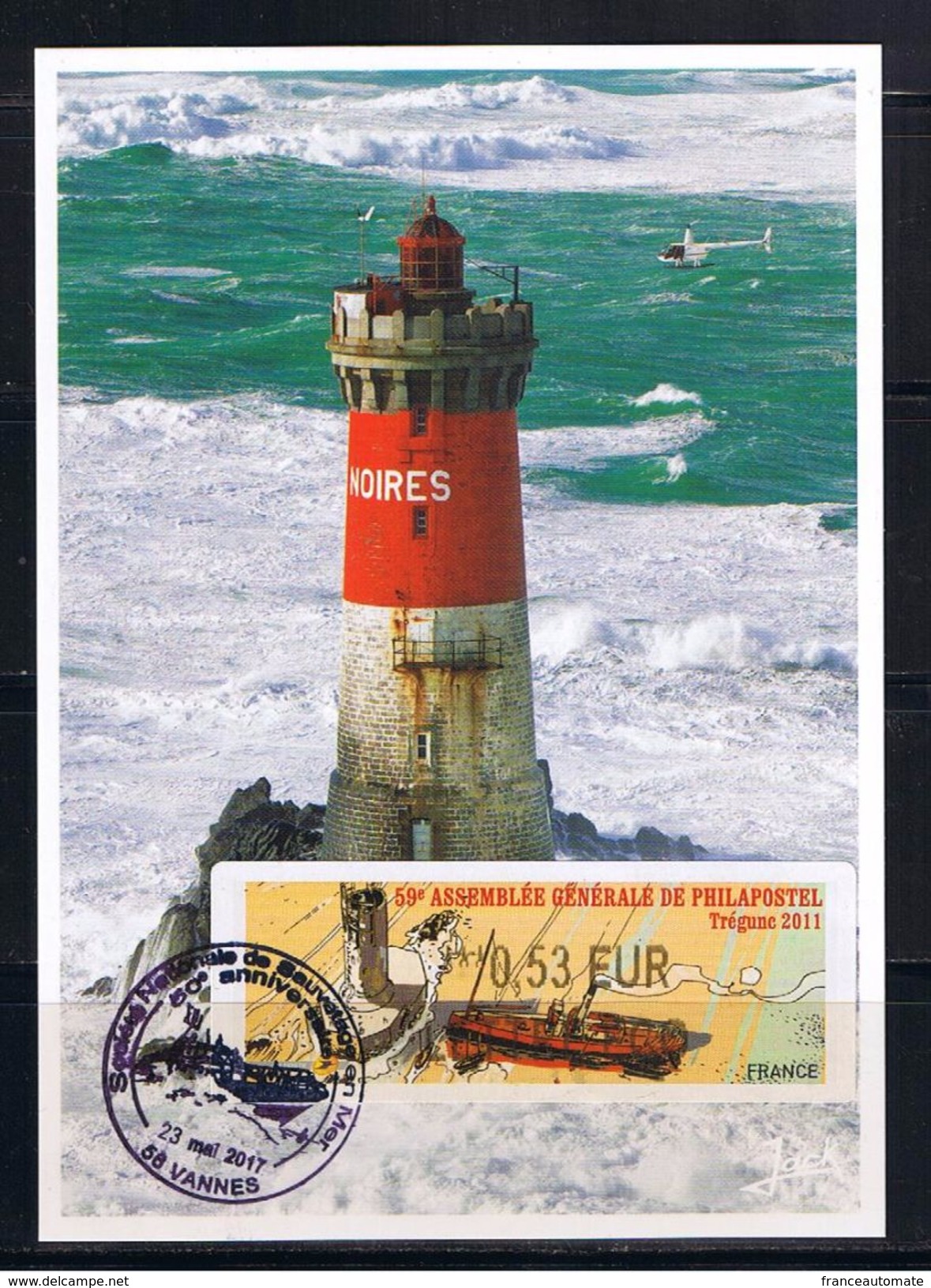 ATM, LISA2, 0.53, TREGUNC + COMPL. LV 0.20 &euro;, SNSM, CARTE MAXIMUM, FDC 23/05/2017, VANNES, CANOT, PHARE De L'ILE VI - 2010-2019