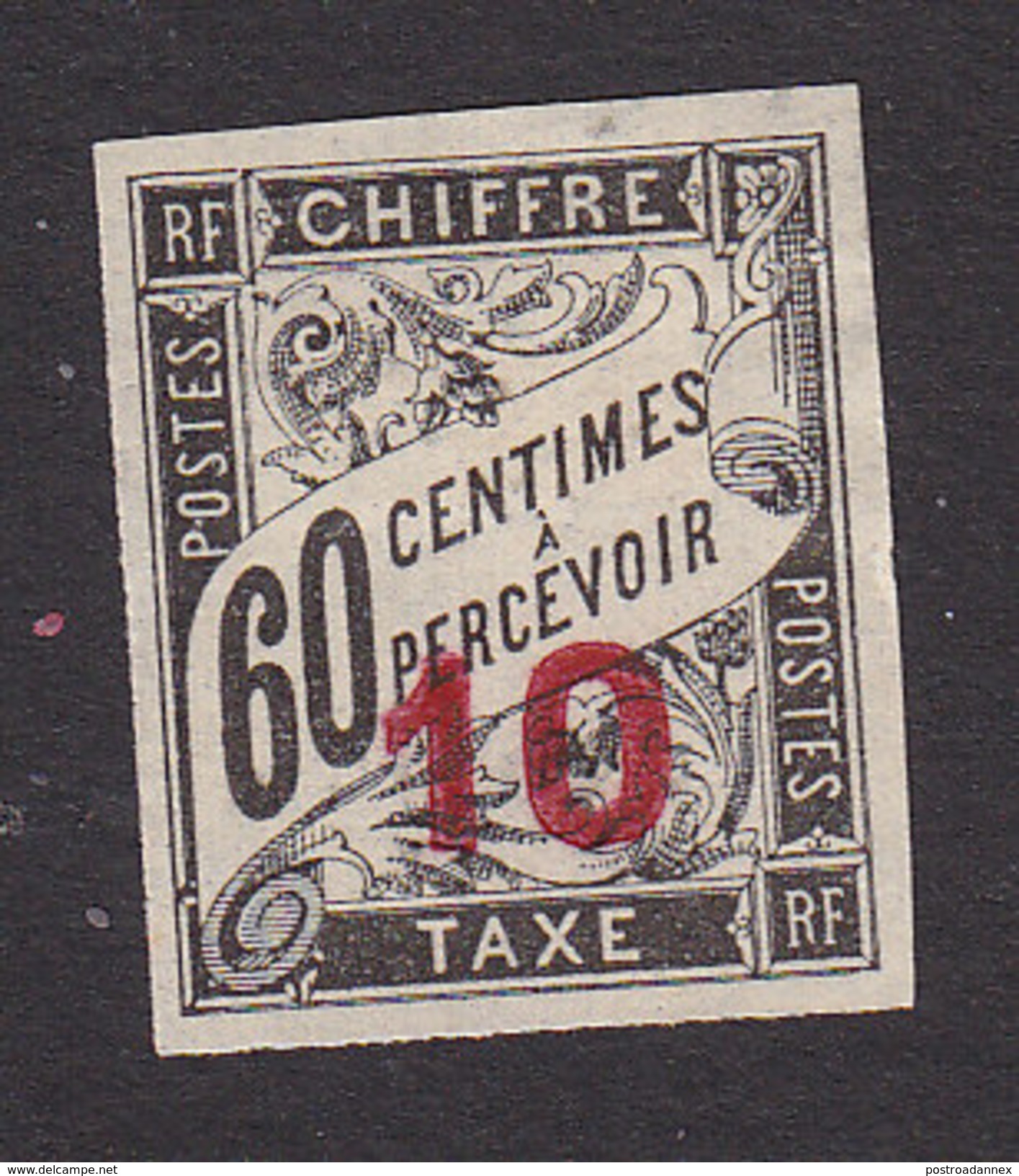 Indo-China, Scott #J3, Mint No Gum, French Colonies Stamp Surcharged, Issued 1905 - Timbres-taxe