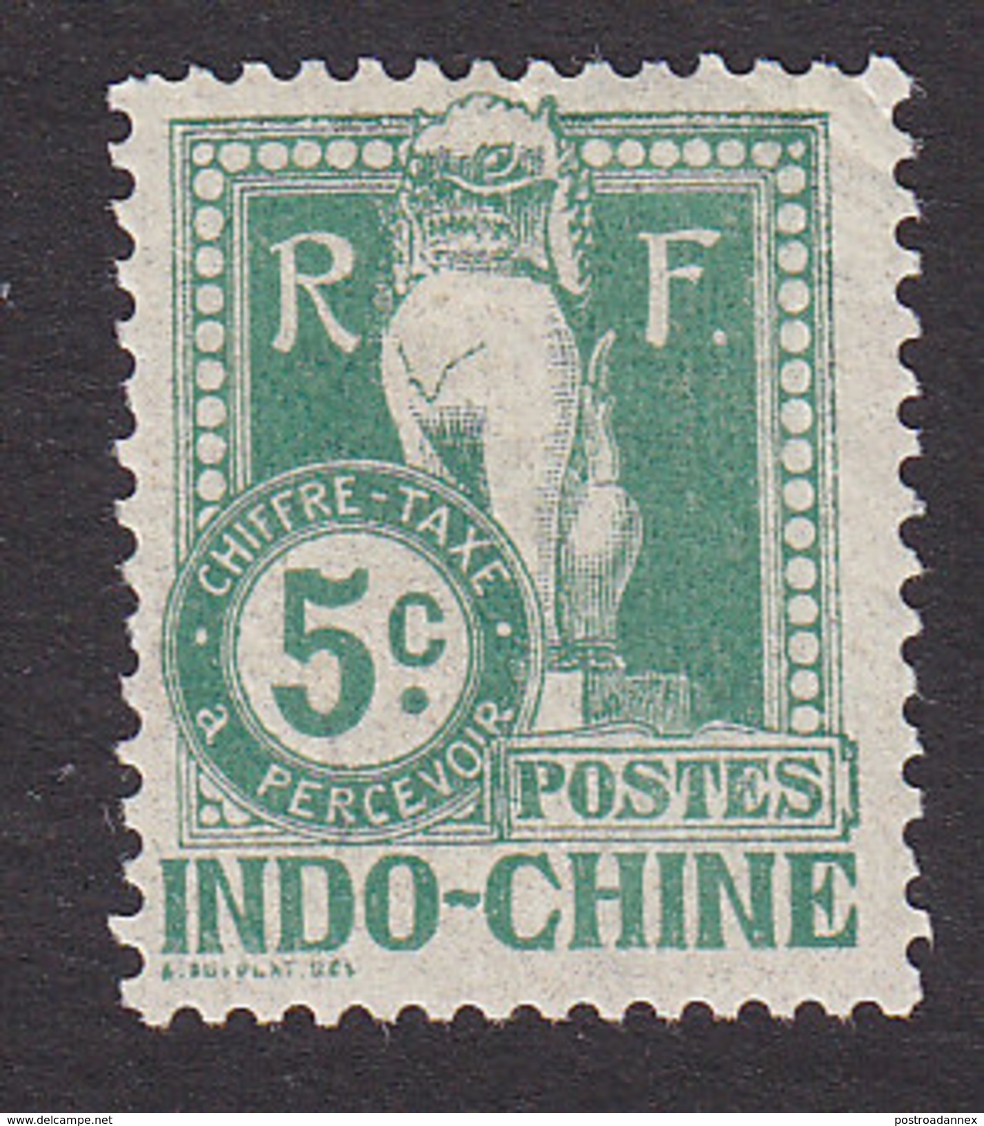 Indo-China, Scott #J7, Mint Hinged, Dragon, Issued 1908 - Postage Due