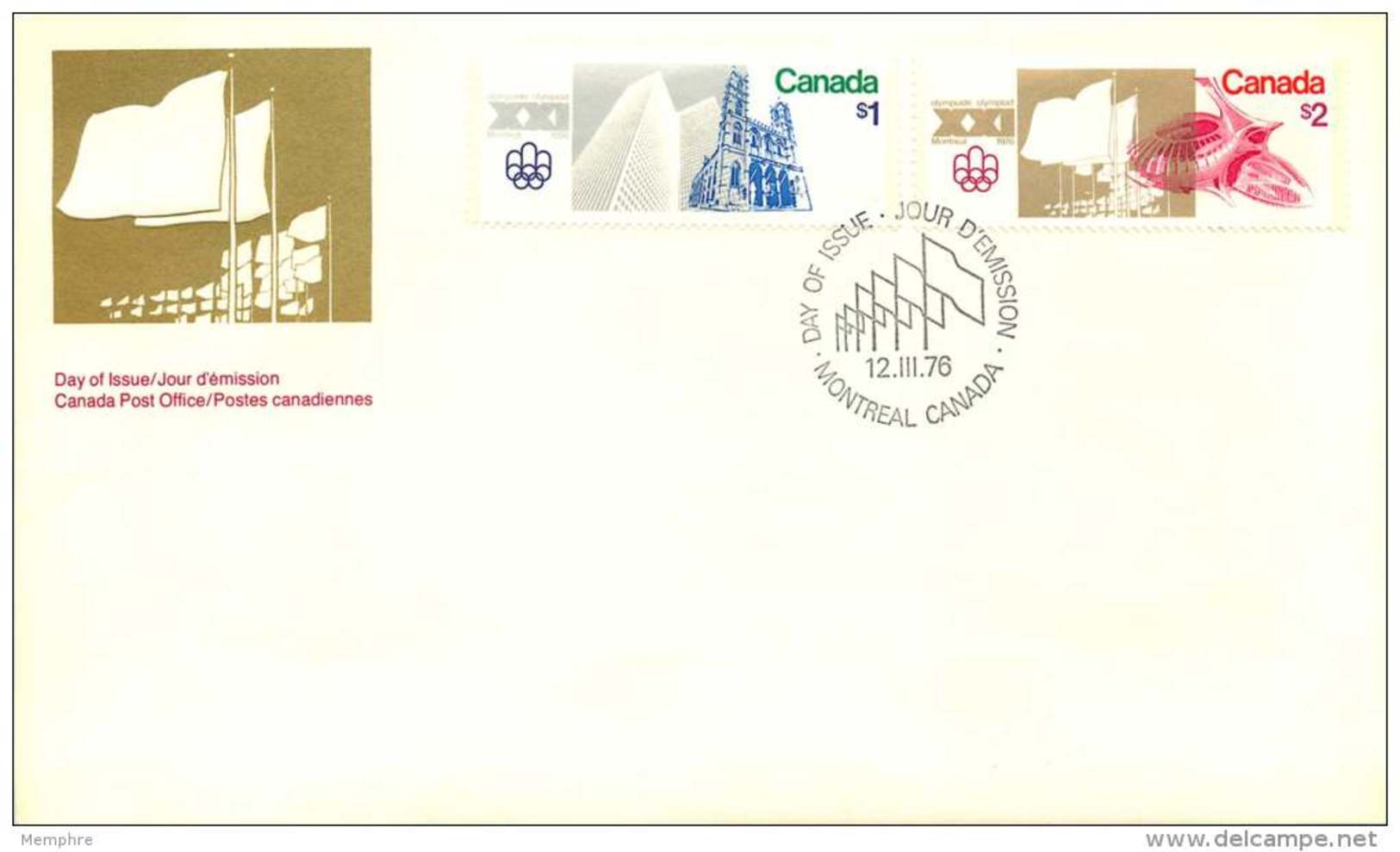 1976 Montreal Olympic Games   Olympic Sites $1 And $2 Values   Sc 687-8   Combination FDC - 1971-1980