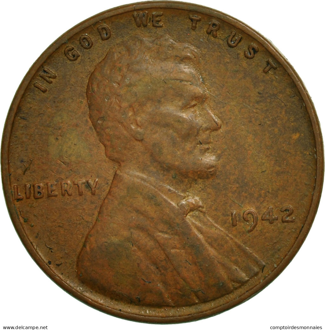 Monnaie, États-Unis, Lincoln Cent, Cent, 1942, U.S. Mint, Philadelphie, TTB - 1909-1958: Lincoln, Wheat Ears Reverse