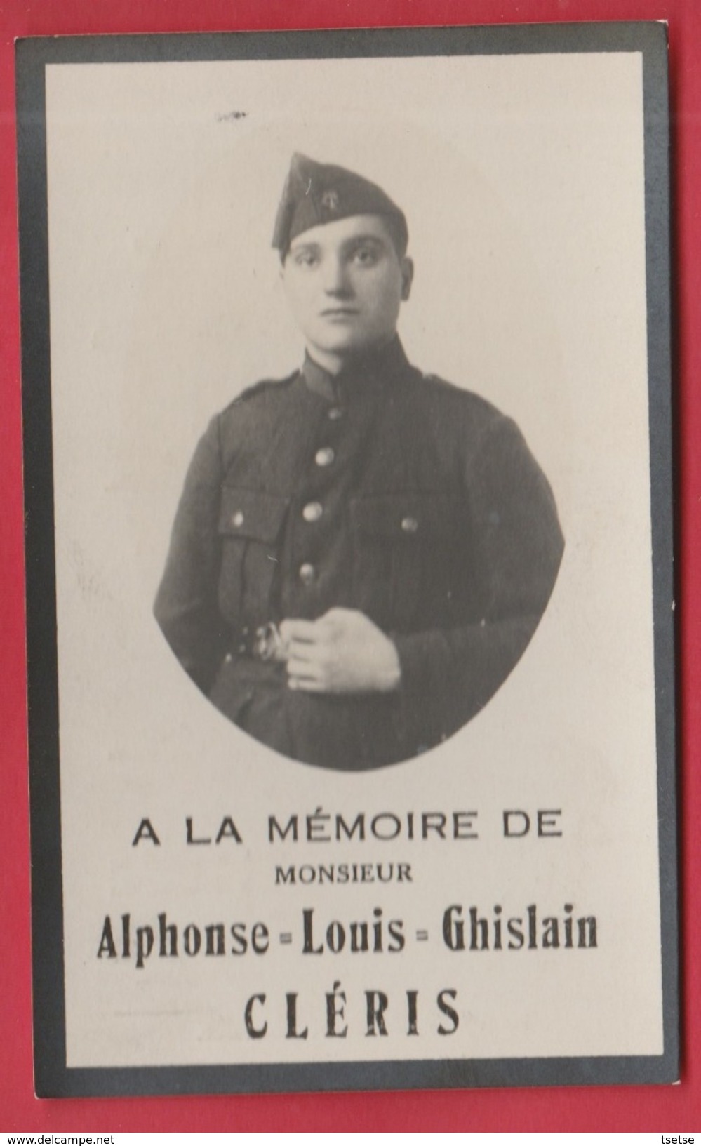 Militaire - Alphonse-Louis-Ghislain Cléris , Né à Seilles Le 19 Fée. 1913 Et Décédé à Châtelet Le 31 Juillet 1934 - Devotieprenten