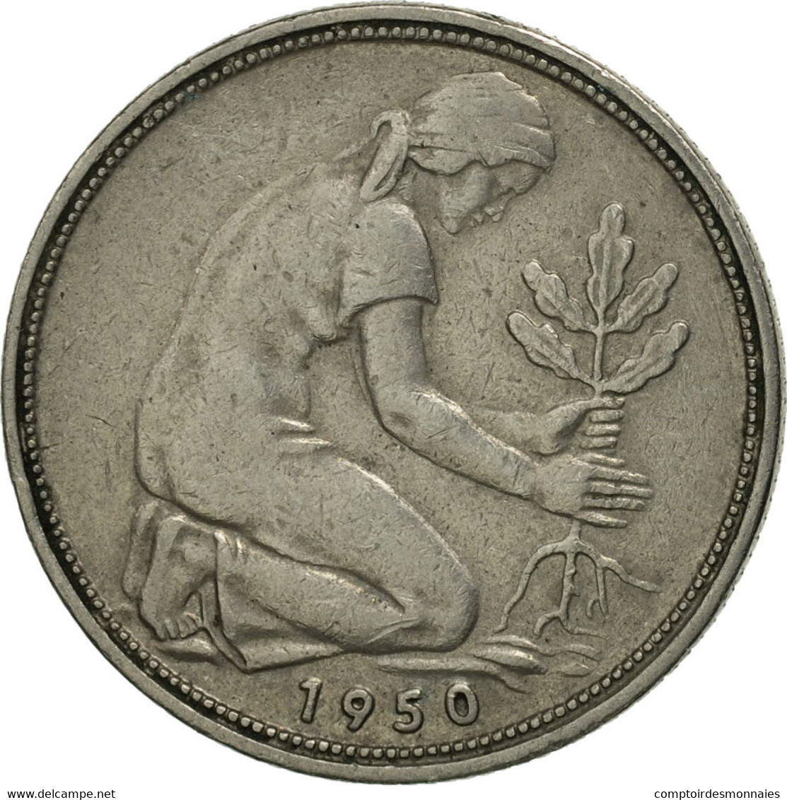 Monnaie, République Fédérale Allemande, 50 Pfennig, 1950, Hambourg, SPL - 50 Pfennig