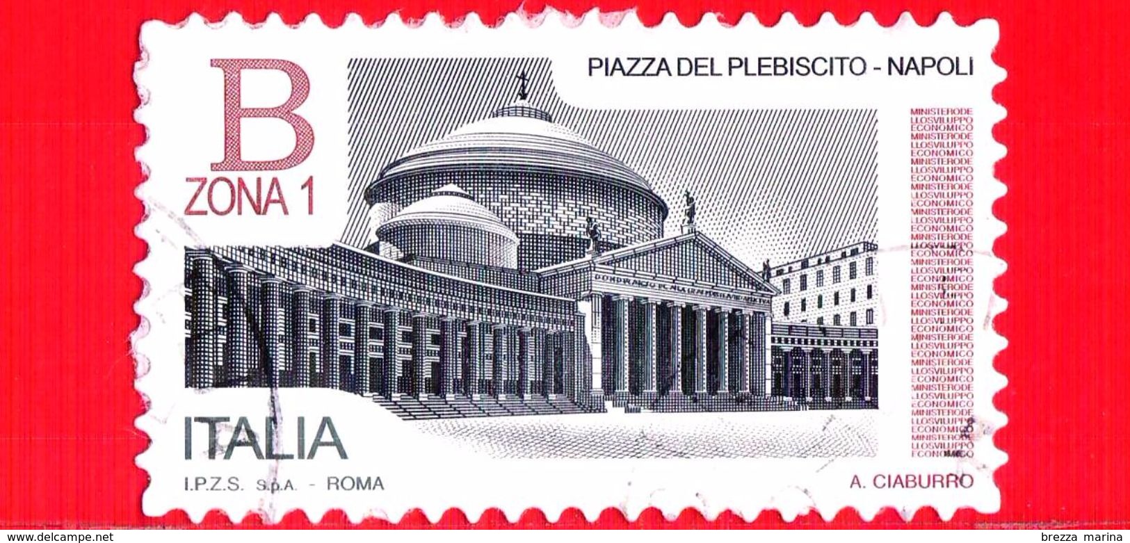 ITALIA - Usato - 2016 - Piazza Del Plebiscito In Napoli - Tariffa B - Zona 1 - Valore 1.00 - 2011-20: Usati