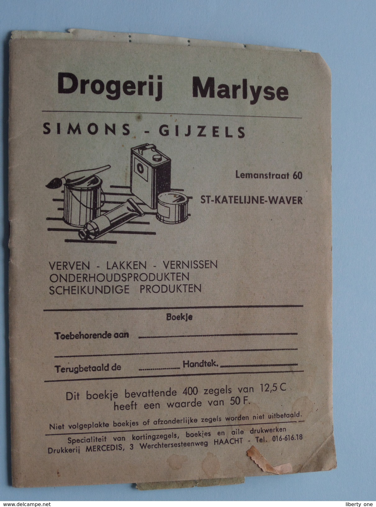 Zegelboekje Drogerij MARLYSE ( Simins-Gijzels ) St. KATELIJNE-WAVER - Anno 19?? Druk. Mercedis Haacht ( Zie Foto's ) ! - Gebührenstempel, Impoststempel