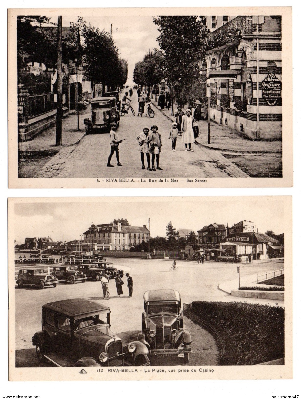 14 - RIVA-BELLA . " La Place Prise Du Casino " & " La Rue De La Mer " 2 Cartes Postales - Réf. N°3222 - - Riva Bella