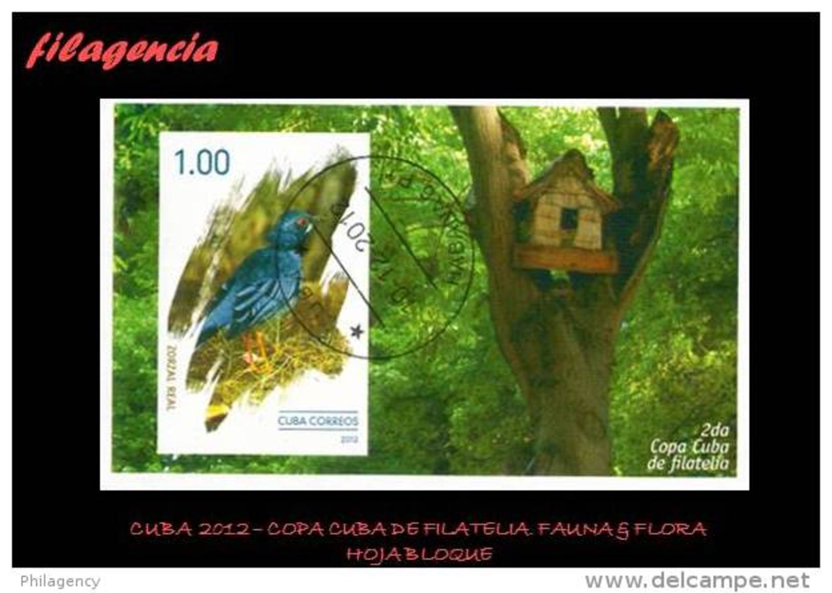 USADOS. CUBA. 2012-32 I COPA CUBA DE FILATELIA. FAUNA & FLORA. HOJA BLOQUE - Oblitérés